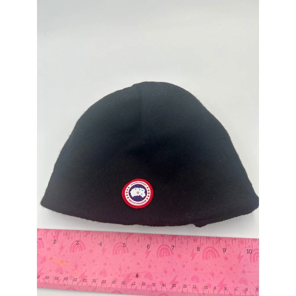 Canada Goose Arctic Program Black Wool Beanie Hat Logo Patch Winter Cap